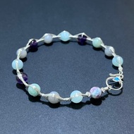 手工金屬繞線 紫水晶 天河石 海藍寶 天使石 紅藍寶石 鍍銀手鐲