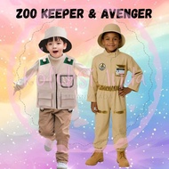 Costume pekerjaan Zoo keeper Cargo Vest and Hat Safari, occupation Avenger jumpsuit For Kids