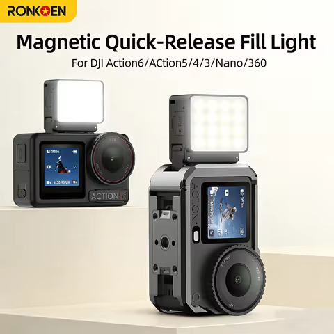Ronkoen For DJI OSMO Action 2 /3/ 4/ 5Pro/6/nano M2-AC Quick Release Fill Light Mini Waterproof Self