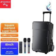 SANSUI A08 Portable Bluetooth Speaker 50W Loud Stereo Sound Outdoor PA System with Wireless Mic USB 