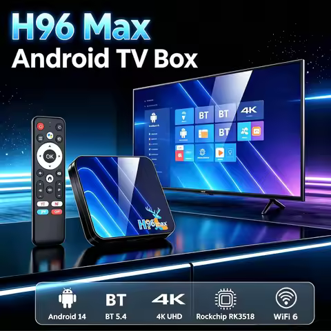 2026 H96Max RK3518 Android 14 4K TV Box Quad Core WiFi6 BT5.4 Google Voice Assistant with New Deer D