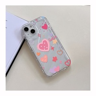 Goodcase🔥Ready Stock🔥IN style Cutie Love Heart  Soft Tpu 3D Wavy Curved Luxury Ins Dazzle Laser  Phone case for iPhone 14 13 12 11 Pro Max X XR XS 7 8 Plus 12 13 Pro Max 15PRO MAXเคสนิ่มถุงลมกันกระ ปลอกซิลิโคนหรู เลเซอร์สะท้อนแสงเคสใส TPU เคสนิ่ม