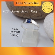 Original 925 Silver 4mm CZ Blue Stone Ring For Women | Perempuan Cincin Batu CZ Biru Perak 925 | Ready Stock