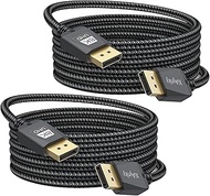 2-Pack 8K DisplayPort cable 1.4 10FT, DisplayPort Cable 240Hz, DP to DP 1.4 Cable, 8K 4K Display Port to Display Port Cable 10 Feet【32.4Gbps, HDR10, 8K@60Hz, 4K@144Hz,4K@240Hz】for PC Gaming Monitor