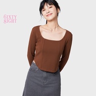 6IXTY8IGHT SEKI Y2K COTTON SLIM CROPPED TOP FOR WOMAN GIRL TP10419