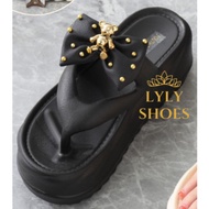 Sandal Jelly Karet Jepit Wanita Import Youth Balance Motif Pita Hak Tinggi 6089-A