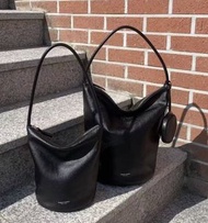 Bucks & leather Black Leather Tube Bag (L size)