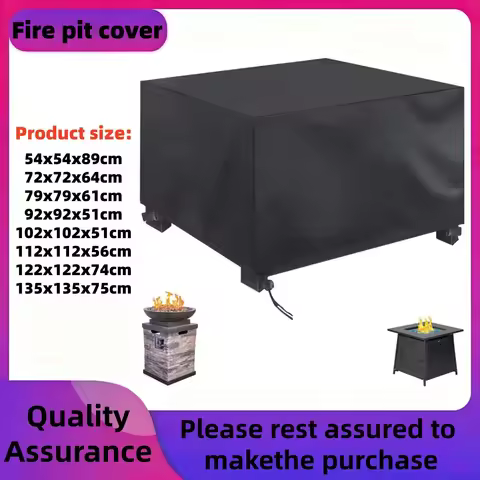 Square Fire Pit Cover, 45x45x25 Inch, Waterproof Gas Patio Furniture Protection, All-Season Black (4