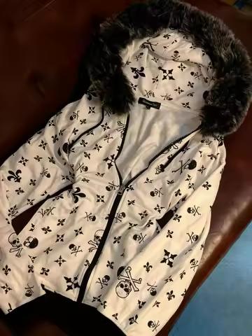 Vintage American Style Vintage Hot Girl Skeleton Full Print Hooded Cardigan Autumn Y2k Gothic Jacket