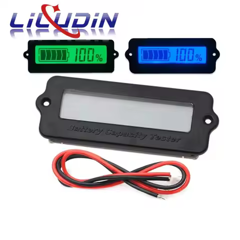 Blue Green 12V LY6W Lead Acid Battery Capacity Indicator LCD Digit Display Meter Lithium Battery Pow