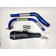 Sale! คอท่อ งานแสตนเลส สำหรับ Yamaha Mslaz M-Slaz และ R15 เก่า สีไทเท พร้อมปลายท่อ Yoshimaru / Ak / 