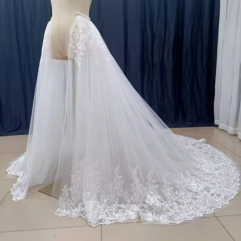 White Lace Removable Train Detachable Lace Skirt, White Skirt,5 Layer Tulle Train, Wedding Accessori
