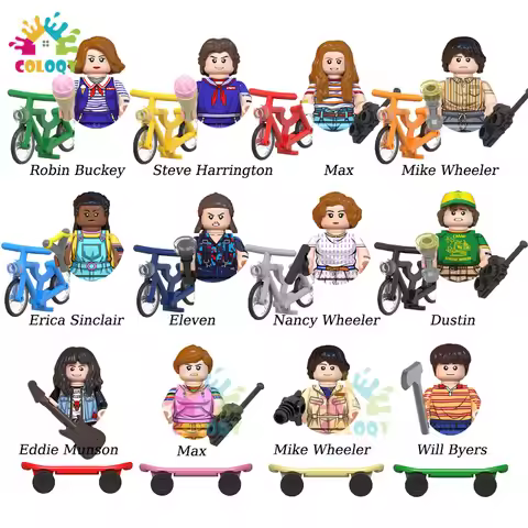 Kids Toys Movie Building Blocks Eleven Demogorgon Mini Action Figures Bicycle Scooter Toys For Kids 