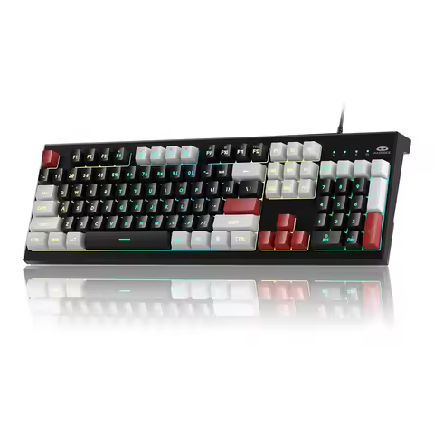 MageGee Creamy Keyboards,K2 Classic Keyboard Wired RGB Backlit 104 Keys Waterproof Ergonomic Keyboar