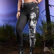 Y2K Plus Size Elastic Letter & Cartoon Figure Graphic Leggings Black High-Elastic Versatile Leggings