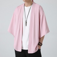 elgini windbreaker windbreaker jacket Ice Silk Cloak Men's Trendy Three-Quarter Sleeve Pink Couple U