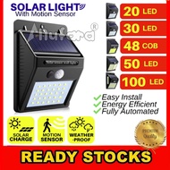 Lampu Solar Led Solar Motion Sensor PIR Light 20 / 30 / 48 / 50 / 100 LED  Waterproof Outdoor Garden LG1 AN001