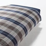 Muji 15585267 Cotton Flannel Duvet Cover, For Queen, 82.7 x 82.7 inches (210 x 210 cm), Navy Check