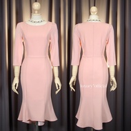 [พร้อมส่ง] [LUXURY707]  เดรสแขนสามส่วน ทรงสุภาพ (VO4114 )