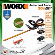 WORX WG260E.5 20V MAX 24" (61CM) CORDLESS BATTERY HEDGE TRIMMER GRASS CUTTER MESIN BATERI POTONG RUMPUT(WG 260 E 5)