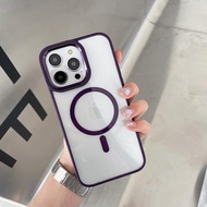 MagSafe磁吸保護套適用蘋果14Promax新款透明手機殼iPhone13鏡頭半包12大孔plus可無線充電防摔ip高透不發黃