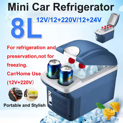 8L Car Refrigerator Mini Fridge Vehicle Dormitory Truck Cold and Hot Dual Use Insulated Cooler Box 1