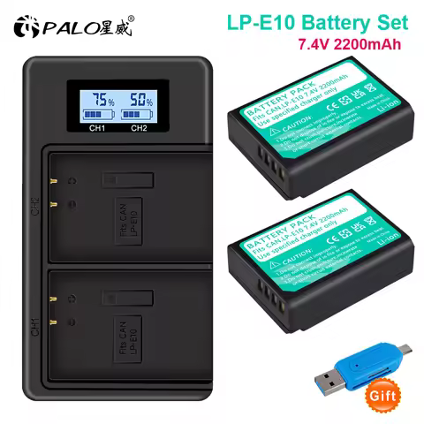 2200mAh LP-E10 LP E10 battery Li-ion LPE10 Battery + LCD Charger for Canon EOS REBEL T3 T5 X50 X70 1