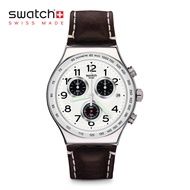 Swatch Irony Chrono DESTINATION HAMBURG YVS432 Brown Leather Strap Watch