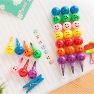 7pcs Rainbow Color Crayon Set 1 Set Contains 7 Colors Crayon Color Emoji Smiley Character