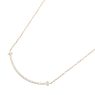 【二手】蒂芙尼 T 字微笑Smile鑽項鍊 63058815，頸圍 40.5 厘米，K18PG（玫瑰金），鑽石 T 字Smile小鑽項鍊