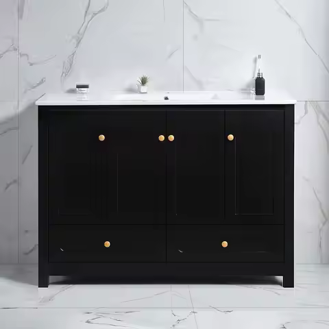 48" Modern Bathroom Vanity with Sink, Modern Single Bathroom Vanity with 4 Doors & 2 Drawers, 48" Ba