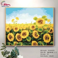 Coloring by numbers sunflower stretched in frame 40x50cm HL0045D