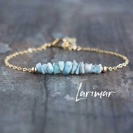 Healing Crystal Real Larimar Jewelry, Gift for Women, Gemstone Blet, Raw Crystal, Birthday Gifts