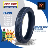 R17 TL001 EPIC STREET TIRE TUBELESS FOR RS150R, WAVE, SMASH, RAIDER, SHOOTER, SIGHT, VEGA FORCE  - 1