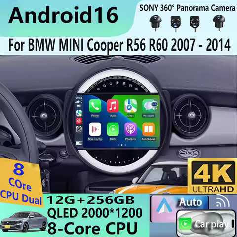 Car Radio Android 16 For BMW Mini Cooper R56 R60 R51 2006 - 2015 GPS Carplay Navigation Stereo Auto 