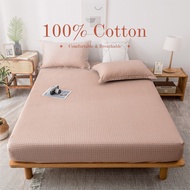 DansUnReve Pink green Plaid fitted sheet 100 cotton lattice grid Bedsheet single Bedsheet queen Beds