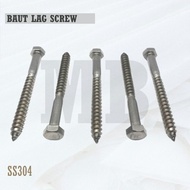 Lag Screw 1/4X2 HT Desk Screw 1/4 X 2 HT Wood Screw 1/4X2 HT SS304 SUS304/ A2-70/