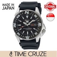 [TIME Cruze] Seiko 5 Sports SNZE81J2  Automatic Japan Made Black Silicone Strap Black Dial Men Watch SNZE81