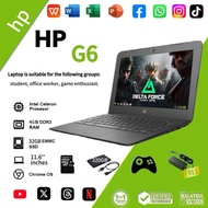 HP 11 G6 Chromebook /11.6inch/4GB RAM/32GB SSD/Intel Celeron/ Laptop Murah Chrome OS Playstore