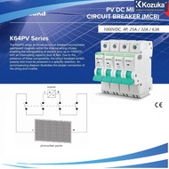 KOZUKA K64PV DC MCB 1000V 4P 25A 32A 63A Solar PV Circuit Breaker Miniature DC Breaker