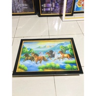 Horse picture wall decoration plus frame installed