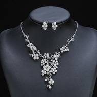 Branch Shape Pearl Necklace Earring Set Clavicle Chain Fashion Accessories Women