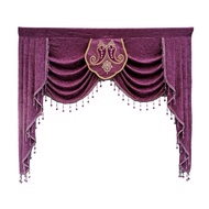 【Ready Stock】Luxury European Purple Scallop Curtain for Living Room Sliding Door Half Valance Curtain Head Sliding Door Bay Custom Rod Pocket Drapes