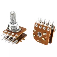 WH-148 วอลลุ่ม เสียง Potentiometer Switch Dual 8-Pin Center Tap B50K B100K 25มม.