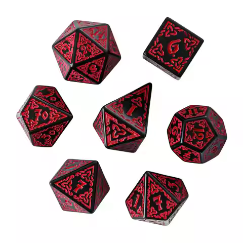 DND Celtic Knot Dice with Unique D4 7Pcs/Set New Pattern D4- D20 Polyhedral Dice for Role Playing Bo