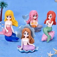 (SG Ready Stocks) Set of 4 Cute Mermaid Figurines, For Aquarium Fish Tank Decor, As Cake Topper, Or Home Decor