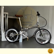 Fnhon Gust 20” • 10 Gears Shimano Litepro Schwalbe • Folding Foldable Foldie Fold Bicycle Bike • Titanium Gold Silver • 406 tyres 20 inches • Velocity Crius Master Blast Tornado Bifold Trifold Dahon Tern • Customise My Bicycle •