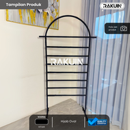 RAK HIJAB OVAL SINGLE - GANTUNGAN JILBAB BESI KOKOH & MINIMALIS / RAK TOKO SWALAYAN /DISPLAY HIJAB -