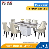 Janina Marble Dining Set/ Marble Dining Table/ Meja Makan 6 Kerusi/ Meja Makan Marble/ Meja Makan Set