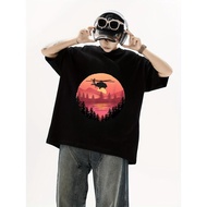 Cool Black Hawk Helicopter Pilot - Air Flying Red Sunset T-Shirt, Cotton T-Shirts For Men Women, Gif